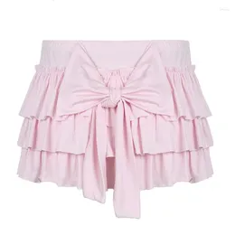 Skirts Aesthetic Cute Sexy Skirt Pink Princess Sweet Harajuku Fashion Solid Colour Cake Emo Girls Fairy Bow Summer Y2K Mini