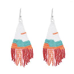 Dangle Chandelier Earrings Beaded Tassel Design Hand Knitting Bohemia Alloy Originality Tide Simple Colour Rice Bead Drop Delivery Jew Dhare