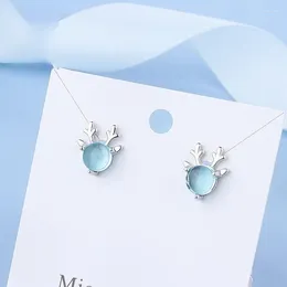 Stud Earrings 2024 Christmas Jewellery Cubic Zirconia Elk Simple Women's Silver Plated Suitable For Party