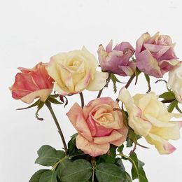 Decorative Flowers Artificial Plants Edra Milk White Rose Home Garden Decorate
