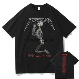 Men's T-Shirts New God wishes you double-sided printed T-shirts street clothing skull graphic mens hip-hop tops H240407