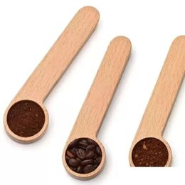 Spoons Ship Spoon Wood Coffee Scoop With Bag Clip Tablespoon Solid Beech Wooden Measuring Scoops Tea Bean Clips Gift Fy5271 Drop Deliv Dhpdz