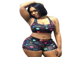 Women Designer Swimsuit Crop Top Vest + Swim Shorts Trunks Boxers 2 Piece Set Tracksuit Patchwork Shark Camo Swimwear Bikini SOMG ET34150438