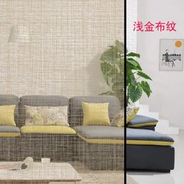 Window Stickers Gold Brushed Glass Sticker Cloth Foil Living Room Art Decoration Sliding Door Partition