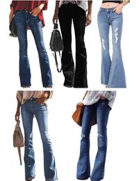 Women's Jeans Female Ankle Length Warm Pants Women Fashion Bell-bottoms Mid Waist For Denim Jean