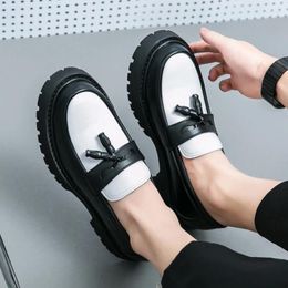 Casual Shoes Round Toe Tassel Loafers Mens Party And Business Thick Soled Men Dress Platform Comfortable Breathable