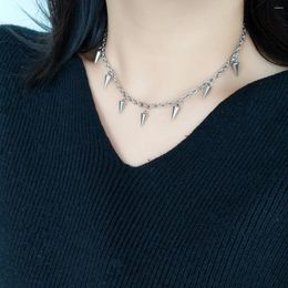 Chains Rock Hip Hop Punk Style Stainless Steel Riveted Pendant Short Collarbone Chain Neck Accessories Choker Necklace For Women