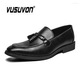 Casual Shoes Men Natural Leather Concise Oxford Business Dress Black Formal Wedding Basic Tassel Loafers Party Flats 38-47