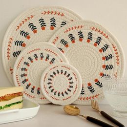 Table Mats Nordic Style Woven Cotton Placemat Heat Insulation Pad Anti-scalding Pot Home Kitchen Non-Slip Cup Mat