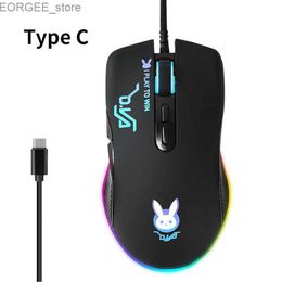 Mice Type C interface RGB running light macro definition wired game mouse Y240407