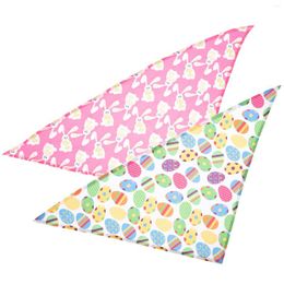 Dog Apparel 2 Pcs Pet Bib Present Bandanas Summer Doggy Gifts Party Triangular Polyester Decor