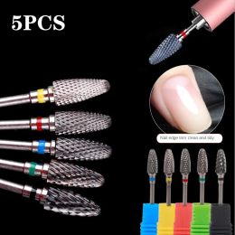 Guns 5pcs Tungsten Steel Nail Drill Bit Art Electric Hine Drill Bits Accessories Manicure Cutters Nail Removal Tool Nail Drill Bit