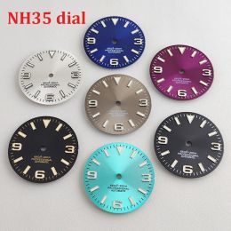 Kits 28.5mm NH35 dial 369 Nails Watch Dial Sun Pattern Modified Dial Green Luminous fit NH35/NH36 Movement Watch Repair Parts