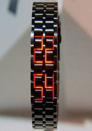 Fashion Black Full Metal Digital Lava Wrist Watch Men RedBlue LED Display Men39s Watches Gifts for Male Boy Sport Creative Clo9190596