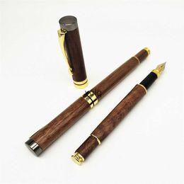 Fountain Pens Walnut iridium pen for mens high-end business and office calligraphy practice hard student ink bag H240407