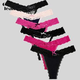 Charmleaks Women Gstring Panties Tanga Sexy Tback Lace Underwear Thong Pack of 6 Colourful Size S2XL 240407