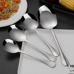 Spoons Stainless Steel Spoon Public Long Handle Thicken Rice Soup Restaurant Supply Household Dinner Dessert Tool Tableware