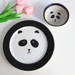 Mugs Hand-painted Panda Bowls And Dishes Cute Creative Set Ceramic Cartoon Tableware Vegetable Fruit Cake