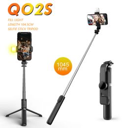 Processors Wireless Bluetooth Selfie Stick Bluetooth Foldable Tripod Extendable with Fill Light Mini Shutter Remote Control for Ios Android