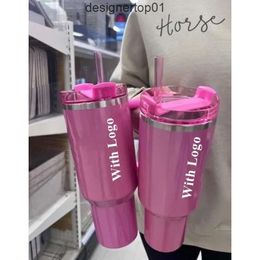 Stanleiness 11 Cosmo Pink Tumblers Winter PINK Shimmery LIMITED EDITION 40 oz Tumblers 40oz Mugs Lid Straw Big Capacity Beer Water Bottle Valentines Day Gift Pi 3UO4