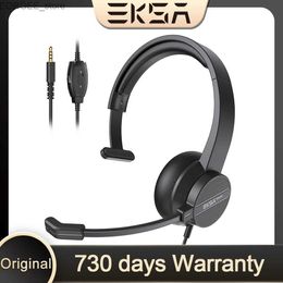 Cell Phone Earphones EKSA H15 Wired Call Headset with Microphone Hands-free Truck Driver Headphones with Noise Cancelling Mic Office Wired Headphones Y240407