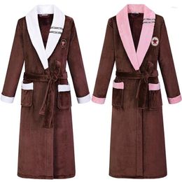 Home Clothing Lover Sleepwear Winter Coral Fleece Nightwear Thickened Long Flannel Robe Loose Wear Lounge Large Size Kimono Bathrobe