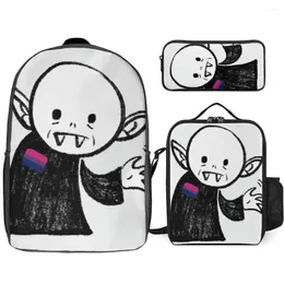 Backpack 3 In 1 Set 17 Inch Lunch Bag Pen Bisexual Pride Nosferatuer For Sale Lasting Graphic Comfortable Schools Tot