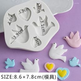 Baking Moulds Flip Sugar Silicone Mold Flat Pigeon Sun Bird Peace Love And Happiness Model Cake Decoration Die WMJ-930