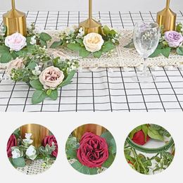 Decorative Flowers Wedding Car Decoration Garland Realistic Rose Candlestick Elegant Home Decor Simulation Wreath For Party