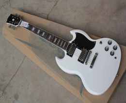 Factory Guitar High Quality Deluxe SG Standard White Electric Guitar 2 Pickups Black Pickguard 8230601