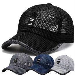 Ball Caps 2023 Mens Mesh Baseball Hat Breathable Summer Hat Dad Hat Outdoor Fishing Hat Bone Cobra Buckle Truck Hat Womens Hat Q240403