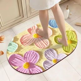 Bath Mats Bathroom Mat 3D Toilet Non-slip Rug Washroom Floor Home Absorbent Carpet Flower