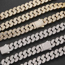 Nuoya 20mm Hip Hop Jewelry Iced Out Cuban Chain Full Pave Baguette Diamond Chunky Choker Necklace Women