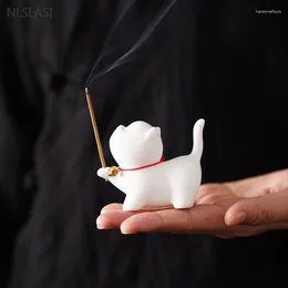 Tea Pets White Ceramic Small Pet Handmade Kitten Model Decoration Home Table Accessories Creativity Desktop Ornaments Crafts