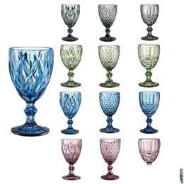 Wine Glasses Vintage Cocktail Glass Cups Golden Edge Mti Colored Glasre Wedding Party Green Blue Purple Pink Goblets 10Oz Fy5509 Jy24 Dh9Cv