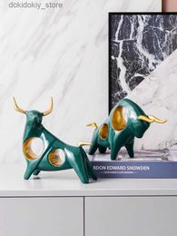 Arts and Crafts Resin Simulation Animal Cartoons olden Hollow Out Abstract Cattle Bull Handicraft Furnishins Modern Home DecorationL2447