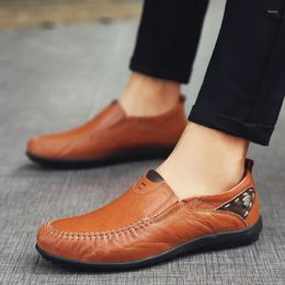 Casual Shoes Big Size 38-47 Men Genuine Leather Loafers Fashion Comfortable Moccasins Driving Shoe Flat Sneakers