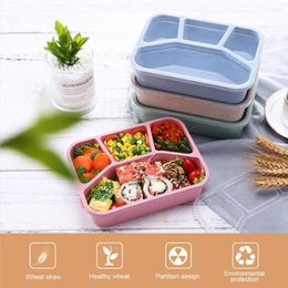 Dinnerware Healthy Wheat Straw Microwave Bento Lunch Box Travel Picnic Fruit Container Storage For Kids Adult Child Split Snack