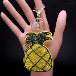 Keychains Trendy Pineapple Crystal Keychain For Women/Men Keyring Tassel Bag Accessories Fruit Charms Friend Gift Jewellery Llavero