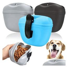 Dog Bowls & Feeders Portable Training Waist Bag Sile Treat Snack Bait Dogs Obedience Agility Outdoor Food Storage Pouch Reward Bags Fa Dhszr