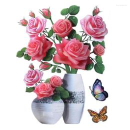 Wall Stickers 3d Creative Stereoscopic Simulation Flower Bouquet Vase Decals Kids Room Bedroom Living Home Decoration