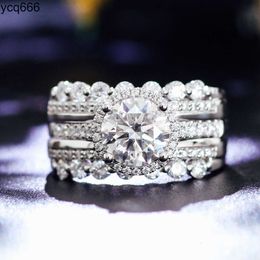 Provence moissanite jewelry ring round brilliant cut solid white gold moissanite engagement ring set