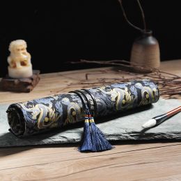 Bags Brush Pen Bag Chinese Calligraphy Pens Rollup Pencil Bag Watercolor Gouache Brushes Calligraphy Pen Holder Portable Pencil Case