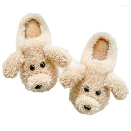 Slippers Warm Home Slipper 2024 Winter Funny Animal Dog Cotton Women's Thick Soles Non Slip Lovely Plush Couple