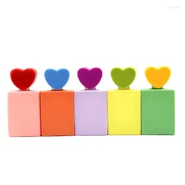 Storage Bottles 30ml Elegant Square Colourful Glass Perfume Refillable Bottle Silver Spray Heart Shaped Lid Cosmetic Packaging Sample Vials