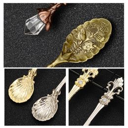 Spoons Mixing Spoon Crystal Head Vintage Royal Style Creative Dining Bar Kitchen Accessories Flatware Dessert Tea