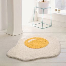 Bath Mats Fried Egg Rug Cute Entrance Door Fluffy Soft Water Absorption Kitchen Living Room Carpet CANBOUN Non-slip Welcome Rugs