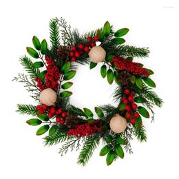 Decorative Flowers Christmas Pine Needle Pinecone Wreath Pendant For Holiday Shopping Mall Center Decorations Supplies