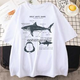 Men's T-Shirts Great White Anatomy T-Shirt New Summer Men Street Short Sleeve Hip Hop Punk Style Boy Casual Tops Oversize Tees H240407