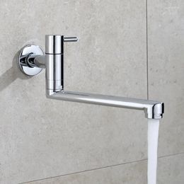 Bathroom Sink Faucets 1PC Brass Chrome Single Cold Bibcock 360° Swivel Mop Pool Wash BasinFaucet Wall Mount Thread G1/2'